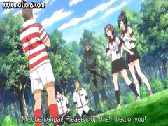 Busty, young Manga girls get gang banged by the soccer team