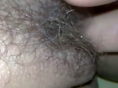 Playing with hairy milf white bawdy cleft of my European housewife