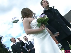Whore bride Olga Cabaeva is fucked hard by roasting best man at near conjugal formality
