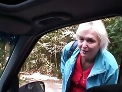 Car Cleaning man Bangs Old Whore